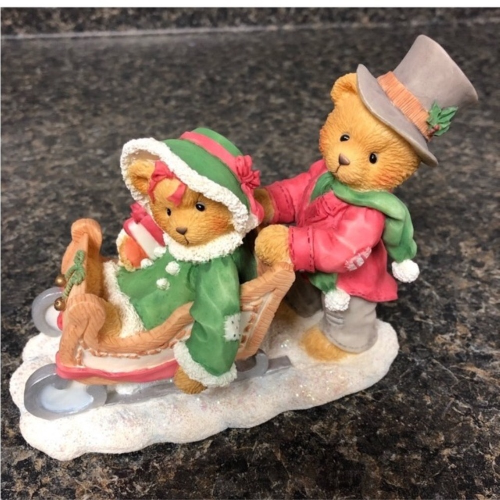 Cherished teddies Lindsey & Lyndon sleigh ride bears collectible